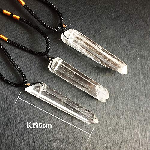Wixine 2Pcs Natural Clear Quartz Crystal Pendulum Pendant Necklace Chakra Gemstone Healing