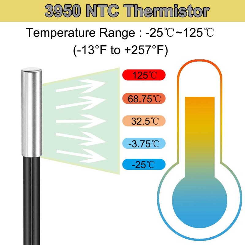 [Australia - AusPower] - Xiatiaosann NTC Thermistor Temperature Sensor Probe 39.4 Inch XH2.54-2P Plug 3950 B Temperature Sensor Probe Digital Temperature Transmitter Extension Cable for Car Air Conditioning Refrigerator Pack 
