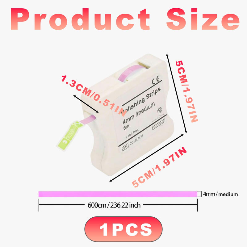 Tooth sandpaper, dental sandpaper, interdental sandpaper | 4 mm medium size 6 m long, polishing strips between teeth, interdental sandpaper, for polishing teeth