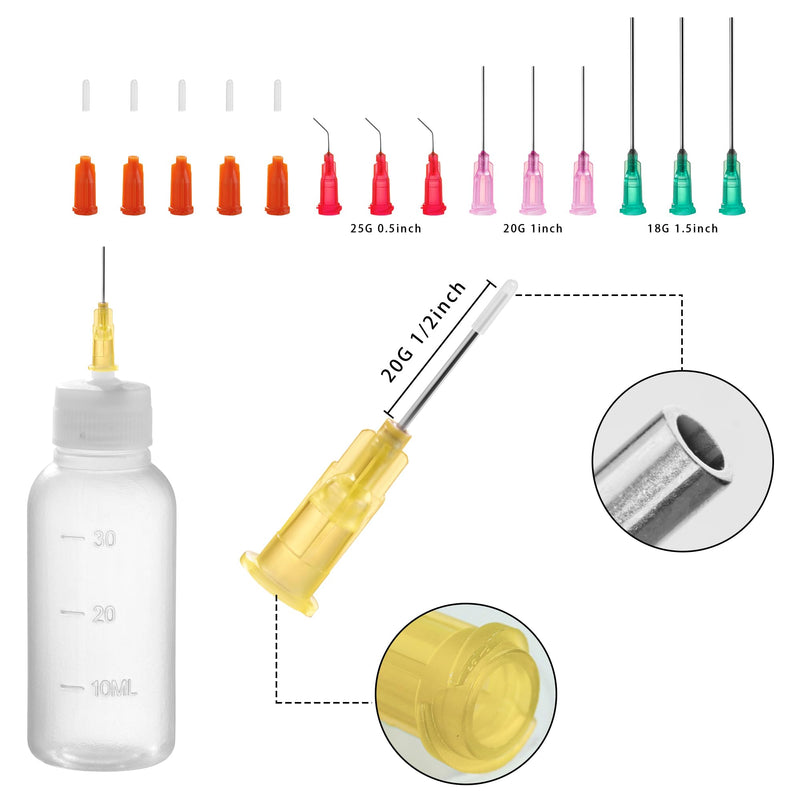 [Australia - AusPower] - 30ml Precision Tip Applicator Bottle, with Blunt Tip Needle and Cap, 18G 20G 25G Needle Tip Squeeze Bottle, Oil Dropper Bottle, Glue Bottles with Fine Tip 30ml 