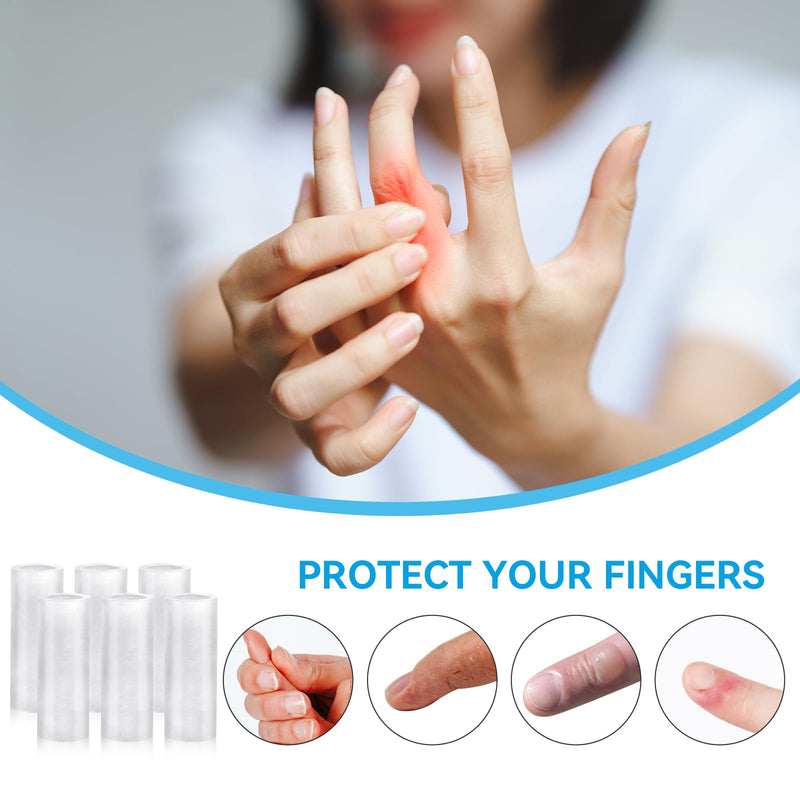 [Australia - AusPower] - 20 Pcs Finger Sleeves Protectors Silicone Finger Sleeve Gel Finger Sleeve Protectors Finger Covers Cushions and Protects Rubber Finger Shields Provide Relief forCracked Finger Transparent 