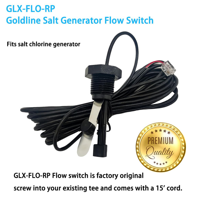 [Australia - AusPower] - BNRSZ 2026 Upgraded GLX-FLO-RP Pool Flow Switch Compatible with Hayward Goldline and Aquarite Salt Systems, Salt Cell Pool Flow Sensor, Metal Sensing Construction, 15 ft. Cable, 