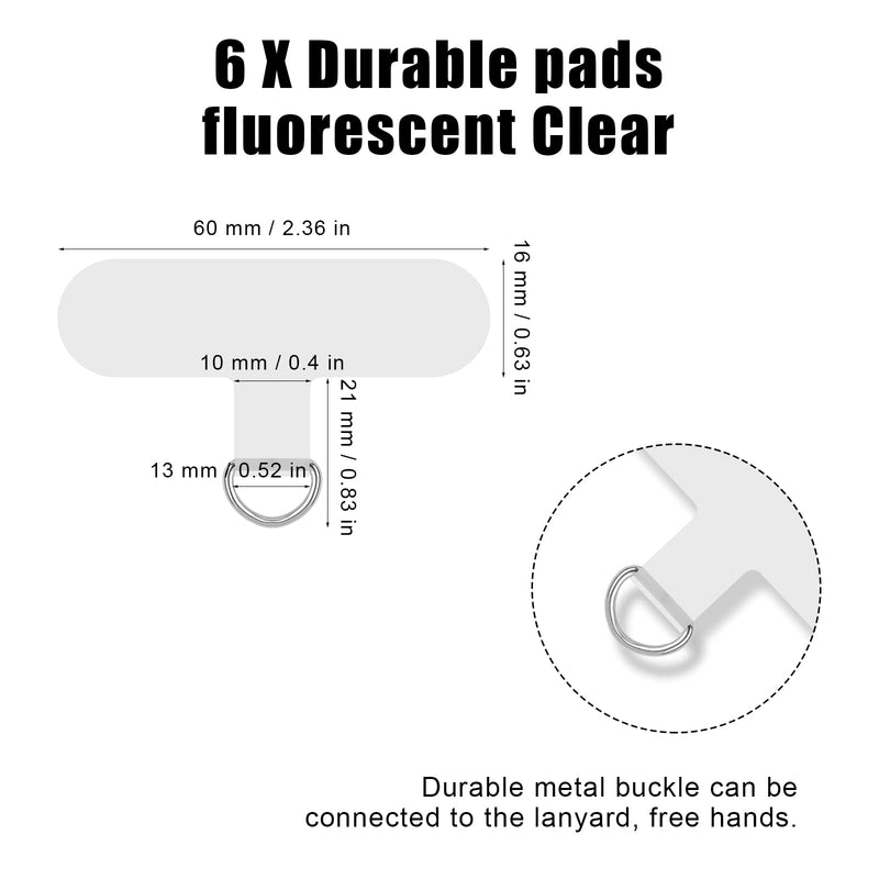 [Australia - AusPower] - 6pcs Phone Tether Tab, Transparent Crossbody Phone Strap Tether Tab Heavy Duty Multifuctional Phone Lanyard Patch Pad for iPhone Most Smartphones, Without Adhesive 