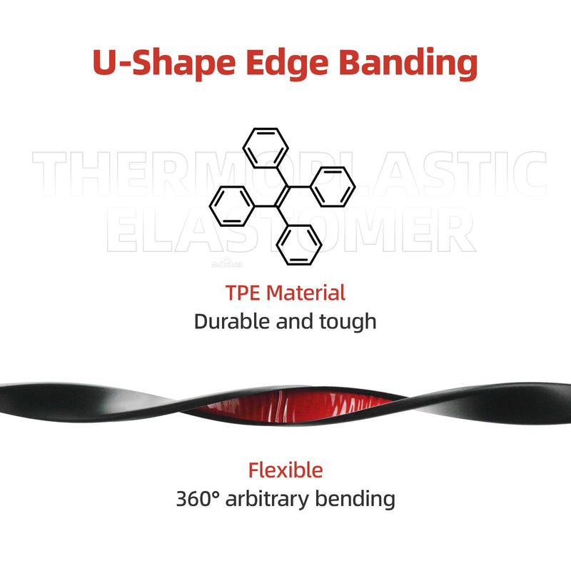 U-Shape Edge Banding, 0.7 inch x 20ft Edge TPE Self Adhesive Veneer Edging Trim Flexible Edge Protector, Strip for Countertop Cabinets Table Restoration Shelves, Black 0.7 in x20ft 1