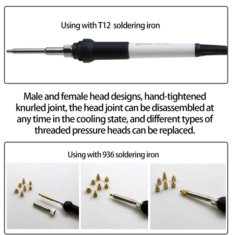 [Australia - AusPower] - Quicko Heat Set Insert Tool M2 M3 M4 M5 M6 M8 Hot Melt Brass Knurled Nut Embedded Insertion Tip Adapter Kit 3D Printed Parts Install for T12 Soldering Iron 
