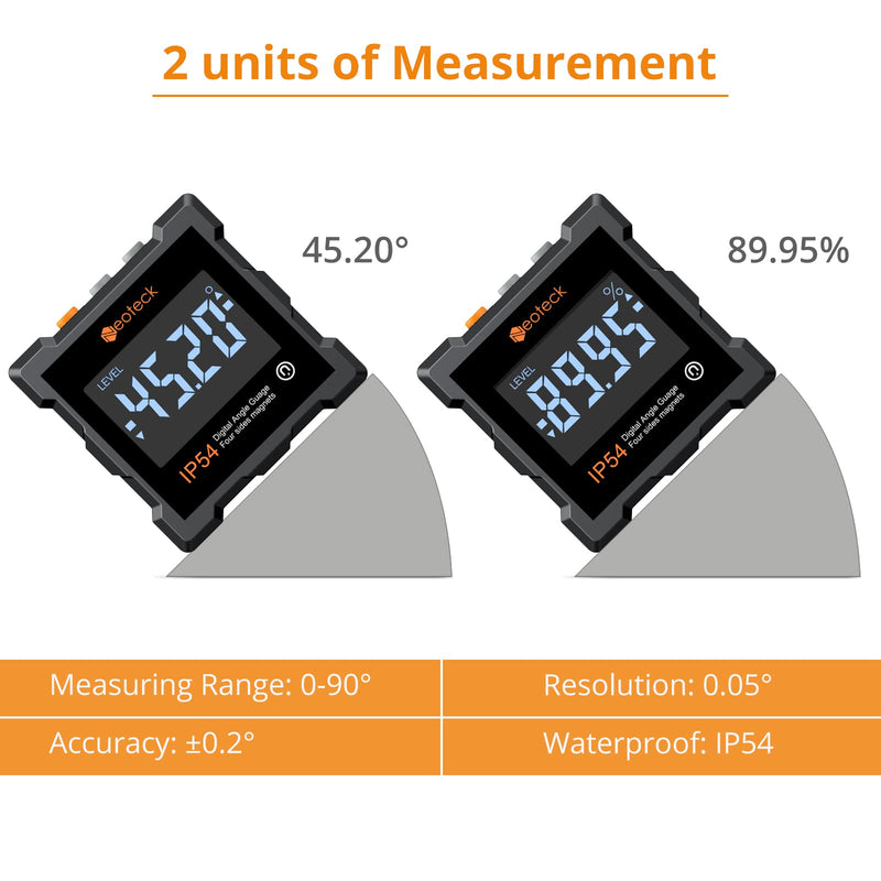 Neoteck Digital Level Box LCD Protractor IP54 Waterproof with All-Sided Magnetic Backlight Inclinometer for Woodworking, Construction, Automotive Maintenance Industry (Battery Included)