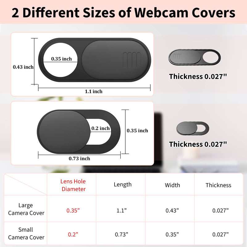 [Australia - AusPower] - Laptop Camera Cover Slide 6PCS, 2 Size Ultra Thin Webcam Cover Blocker, Large for Laptop Computer, Small for Phone Tablet, Suitable for MacBook Pro Dell HP iPhone iPad, Protect Your Privacy Large*3+Small*3 