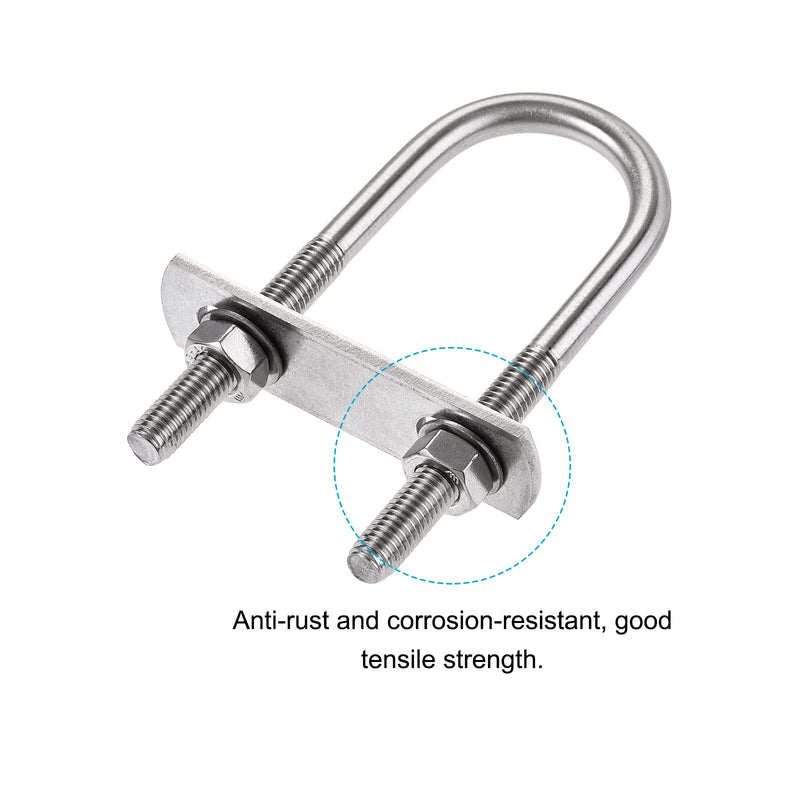 [Australia - AusPower] - U Bolts 2 Sets (M8x35x102mm), Round U Bolt 304 Stainless Steel with Accessories - for Construction, Pipe M8x35x102mm 