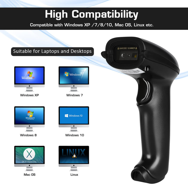 [Australia - AusPower] - WoneNice Wireless Barcode Scanner, 2D QR Handheld Scanner for iOS Mac Windows, Plug and Play USB Cordless 1D Barcode Reader for Retail Store Warehouse Inventory 