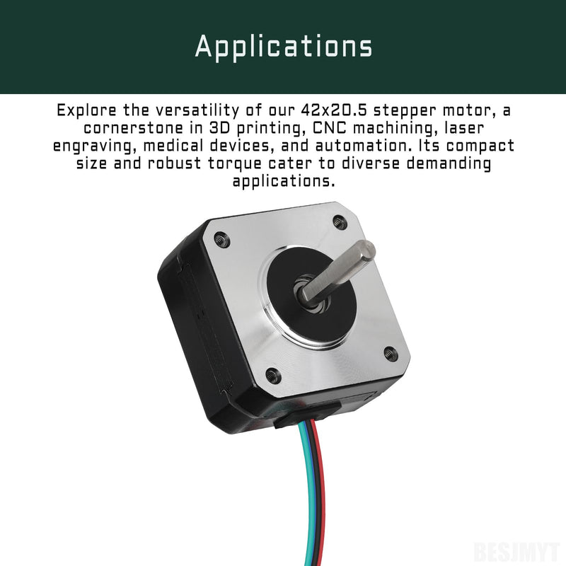 Nema 17 Stepper Motor 5PCS High Torque (145mNm/20.53oz.in) Bipolar 20.5MM Body Length 1A/3.5V 1.8 Deg 2 Phase for 3D Printer with 1m Cable and Connector