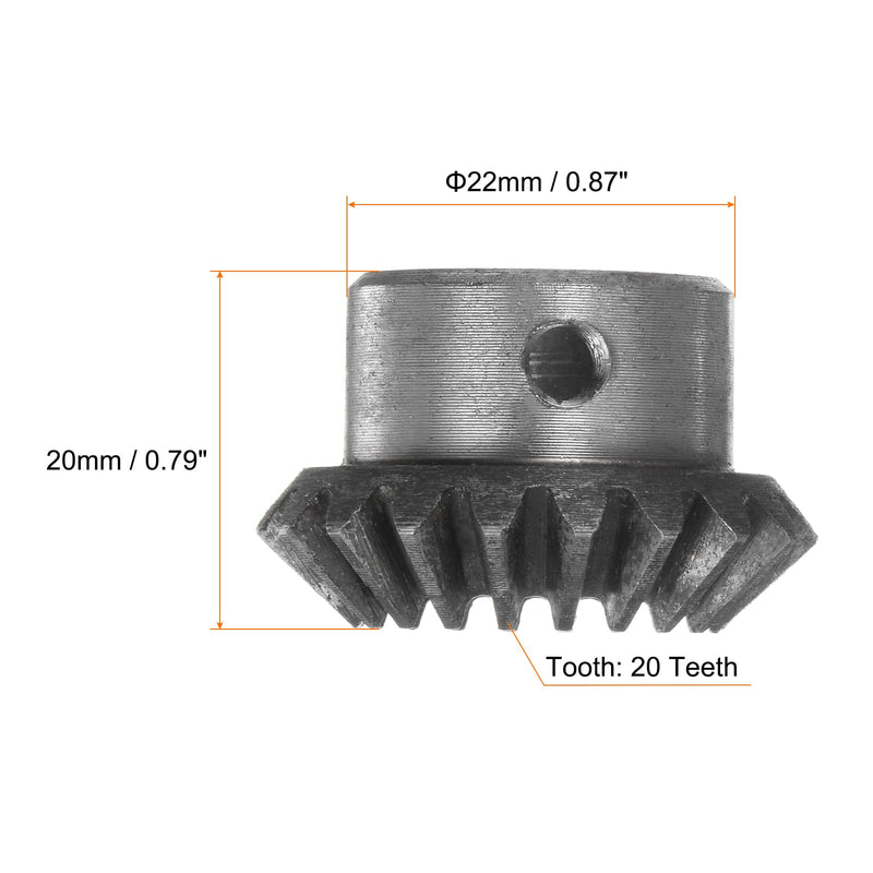 [Australia - AusPower] - 2pcs Bevel Gear 1M 20 Teeth 10mm Shaft Hole 1:1 Tapered Bevel Pinion Gear 45# Steel 1.5 Module 90 Degree Steering Gear, for Hardware Mechanical Rotation 