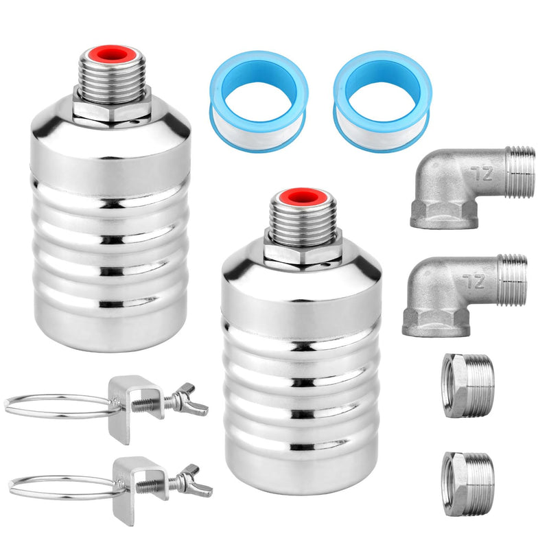 [Australia - AusPower] - 2pcs Water Float Valve, Stainless Steel Automatic Water Level Control Float Valve 1/2in and 3/4in Connection Types for Fish Tank Swimming Pool Livestock Trough 