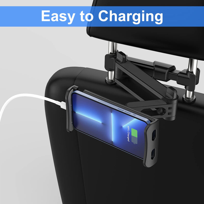 [Australia - AusPower] - Car Headrest Backseat Mount, 360° Rotating Adjustable Car Backseat Headrest Tablet/Phone Holder, Compatible for All 4"-11" Tablets, cellphones, iPhone, iPad Air Mini,Tabs Switch. Black 
