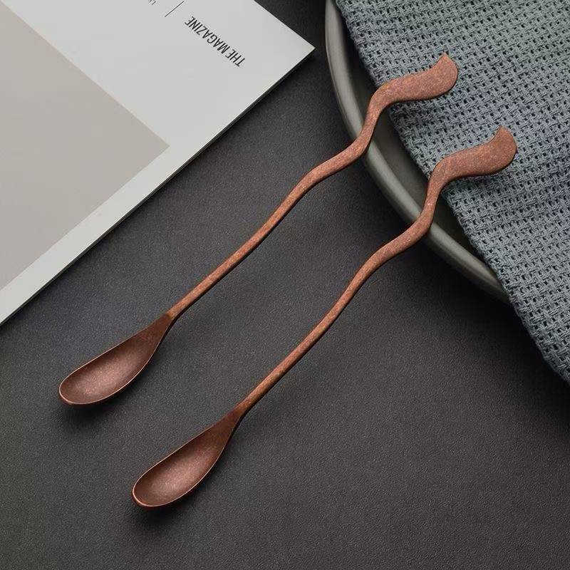 7.08-Inch Vintage Coffee Spoon, Hand-Forged Antique Copper Spoon, Suitable for Stirring Coffee, Milk, And Cocktails (4) 4