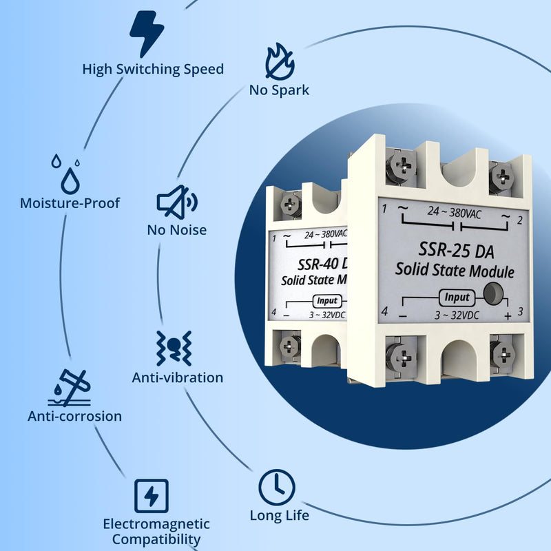 [Australia - AusPower] - Solid State Relay 25DA SSR-25DA Input 3-32V DC to Output 24-380V AC 25A Single Phase 1 