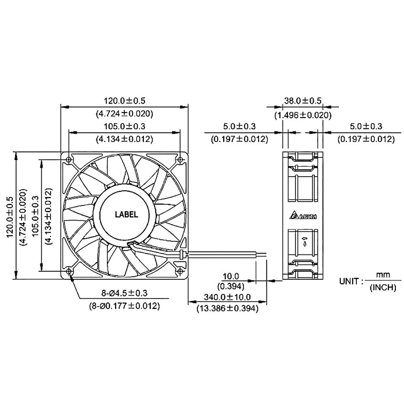 [Australia - AusPower] - Wathai 12038 120mm x 38mm PWM Computer PC Case Fan 12V 4pin 5300rpm 230 CFM High Airflow Duall Ball CFM FG DC Brushless Cooling Fan 12V 4Pin Ball 