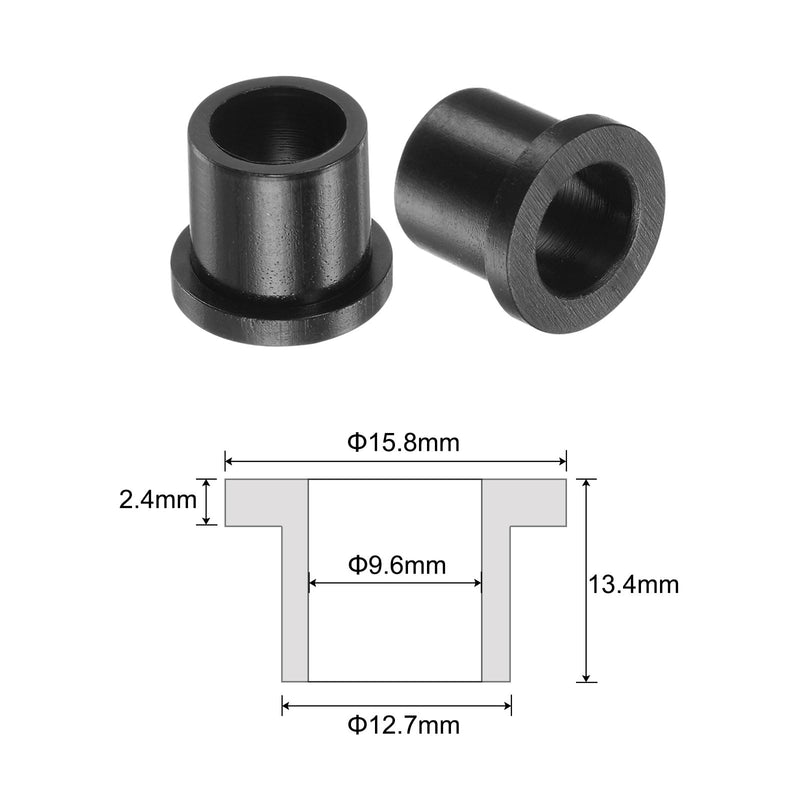 [Australia - AusPower] - uxcell 4pcs Flanged Sleeve Bearings Plastic Bushings 9.6mm Bore x 12.7mm OD x 13.4mm Length Nylon Bushings, Black 4 