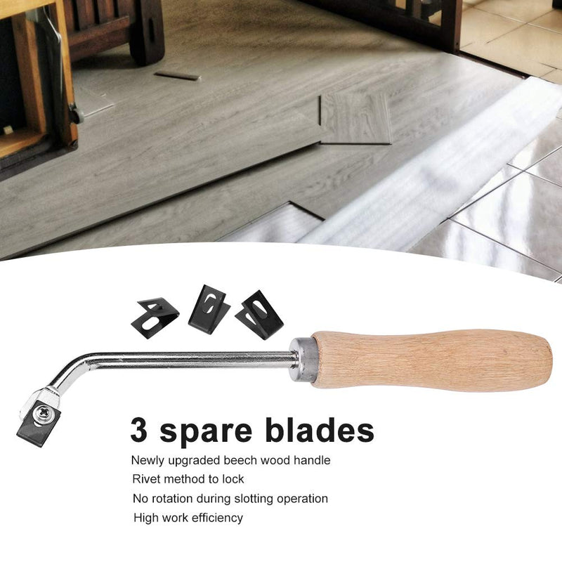 [Australia - AusPower] - PVC Floor Groover Tool with Beech Wood Handle, Floor Welding Slot Knife Groover, 9.6 inch Length, 3 Spare Blades 