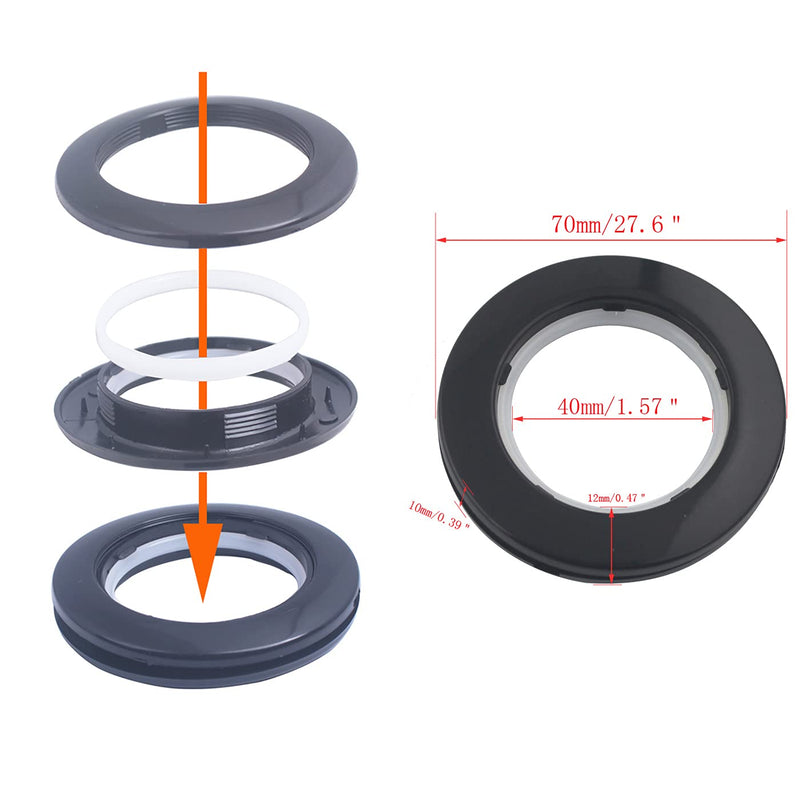 32 Pack Curtain Grommet, Inner Diameter 1-9/16"(40mm) Curtain Eyelet Rings Roman Ring Grommet Curtains Grommets kit for Casement Eyelet Tool Accessory (Black) Black