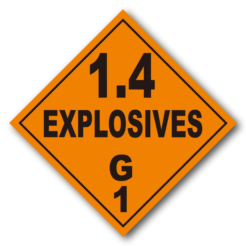 Hazardous Material Placard - Explosive Class 1.4G, Removable Vinyl Sticker, 27-Pack