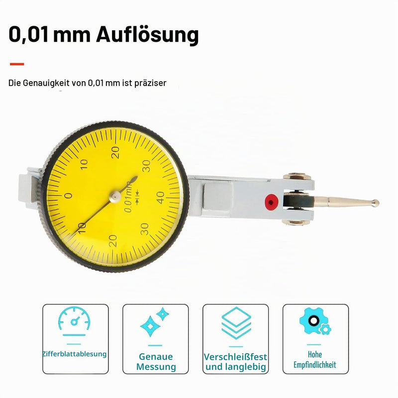 Mechanical Dial Indicator, 0-0.8mm Precision Dial Indicator, 0.01mm Accuracy Precision Lever, Shockproof Dial Indicator, Industrial Dial Indicator