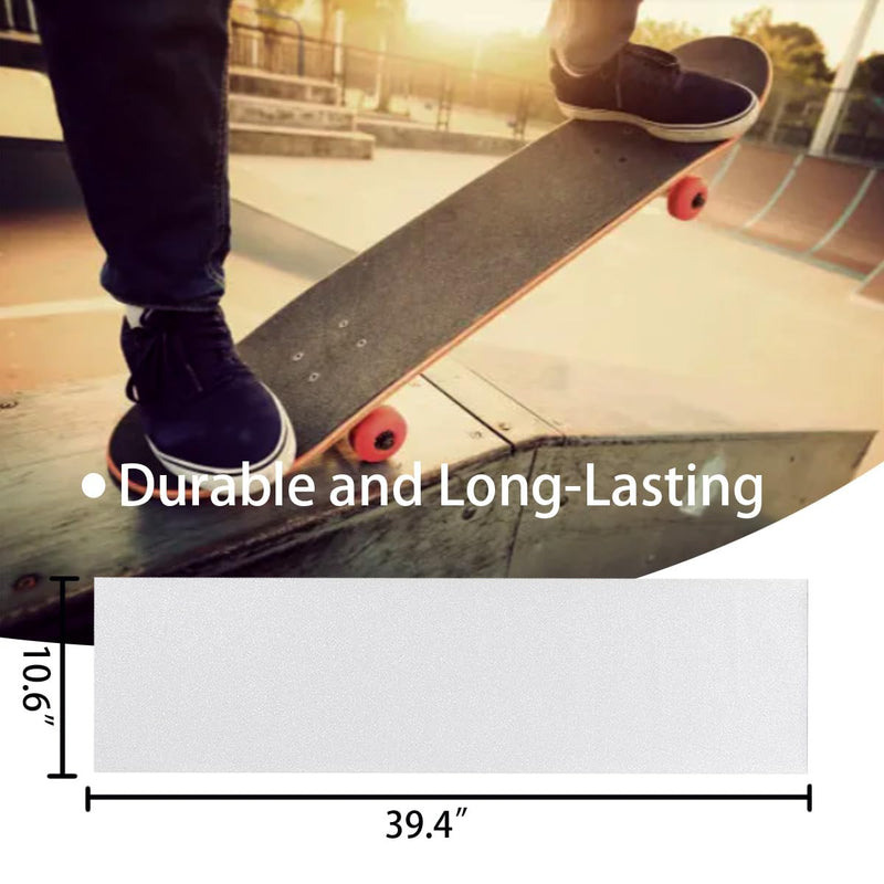 Premium Skateboard Grip Tape 10.6" x 39.4” - Single Sheet, Superior Traction Non Slip Tape for Skateboard, Stair (Transparent) Clear 39.4" x 10.6"