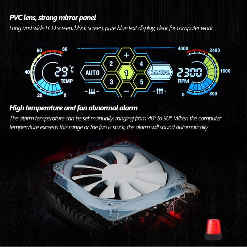 [Australia - AusPower] - Front LCD Panel for 5 Fans Speed Controller, CPU Temperature Sensor, Computer Cooling, Drive Bay, AUTO/Manual Mode Switch 