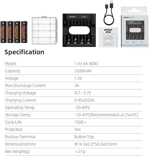 [Australia - AusPower] - 4000mWh Rechargeable Lithium AA Batteries with Charger, 12 Pack 1.5V High Capacity Double A Lithium Ion Battery, 2H Fast Charging, 1200 Cycles, for Blink Outdoor Camera, Flashlight, Toy 