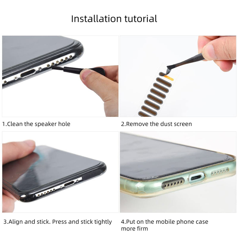 [Australia - AusPower] - 48PCS Universal Phone Speaker Dust Protector Cover Mesh Stickers Compatible with iPhone 15 Pro Max, iPhone 14, 13, 12, Samsung Galaxy S23-S20, Included Cleaning Brush & Tweezer 