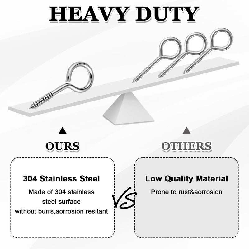 [Australia - AusPower] - YGAOHF18 Pack 2.5 Inch Eye Bolts Screw in Heavy Duty - 304 Stainless Steel Eye Hooks for Securing Cables Wires, Hanging Lights, Indoor & Outdoor Use (Silver) Silver 