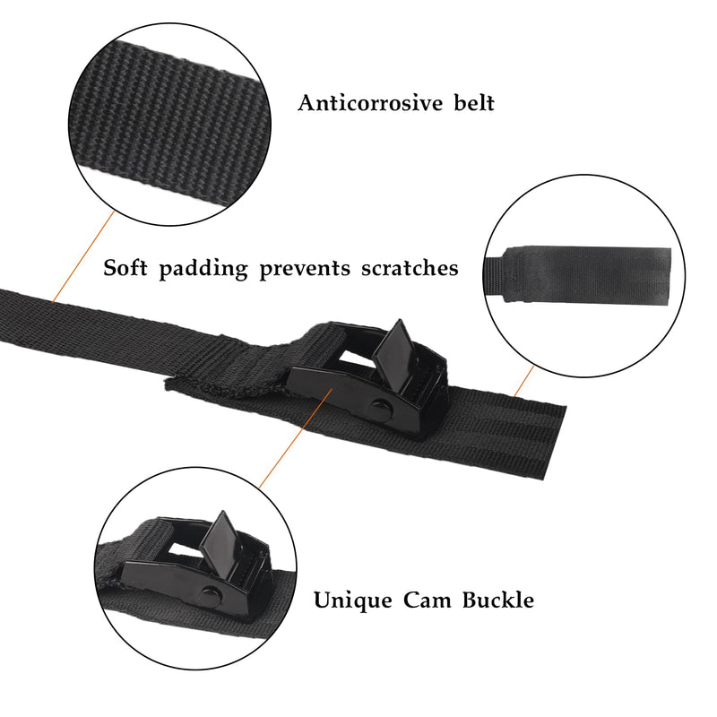 [Australia - AusPower] - MAGARROW Lashing Straps with Cam Buckle Black (All Black (4-Pack), 2 Feet) ALL Black (4-Pack) 
