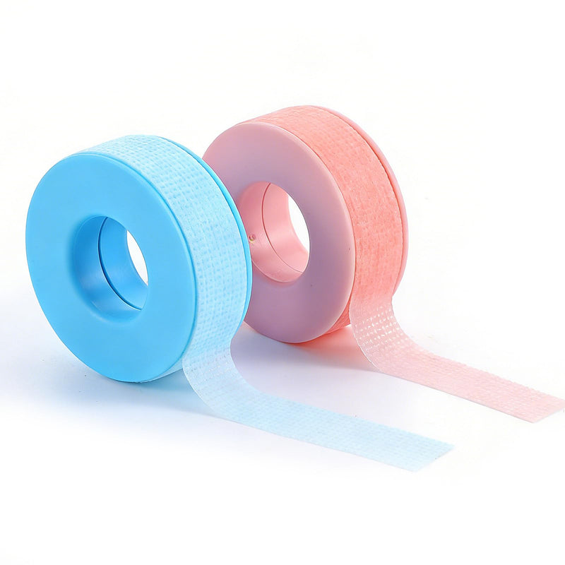 Sibba Silicone Gel Lash Tape for Eyelash Extensions, Breathable Eyelash Extension Tape for Sensitive Skin Makeup Removal, 0.5 in x 11.81 ft 2-Pack Professional Makeup Supplies Pink & Blue
