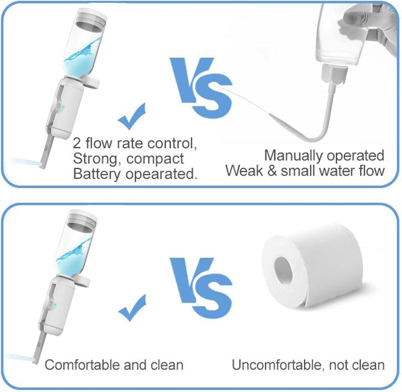 Portable Bidet for Travel, 500ml Travel Bidet, Bidet Sprayer with Peri Bottle for Women/Man, Handheld, Rechargeable Electric Bidet High Pressure, Douche Bottle for Postpartum, Hemorrhoid (White) White