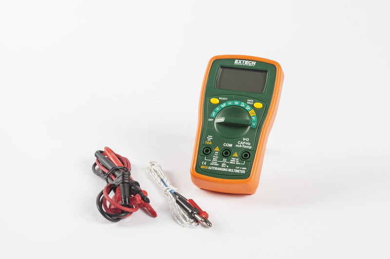 [Australia - AusPower] - Extech MN36 MiniTec Autoranging Digital Mini Multimeter - 600 V AC/DC, 10 A, Temperature, Resistance, Capacitance, Frequency, Continuity/Diode, Protective Holster & Tilt Stand Included Auto Ranging 