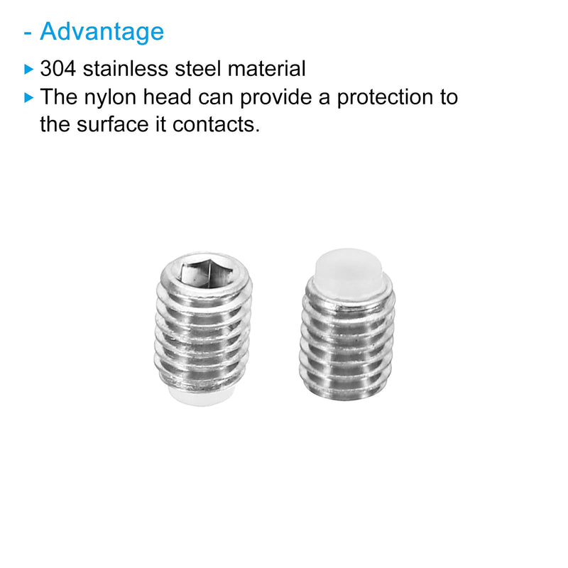 [Australia - AusPower] - PATIKIL M5x6mm Nylon Tip Grub Screw, 15 Pack Metric Hex Socket Head Cup Point Anti Slip Set Screws Internal Hex Drive Hardware, 304 Stainless Steel 