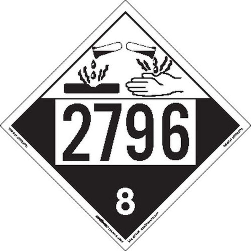Labelmaster ZEZ42796 UN 2796 Corrosive Hazmat Placard, E-Z Removable Vinyl (Pack of 25)