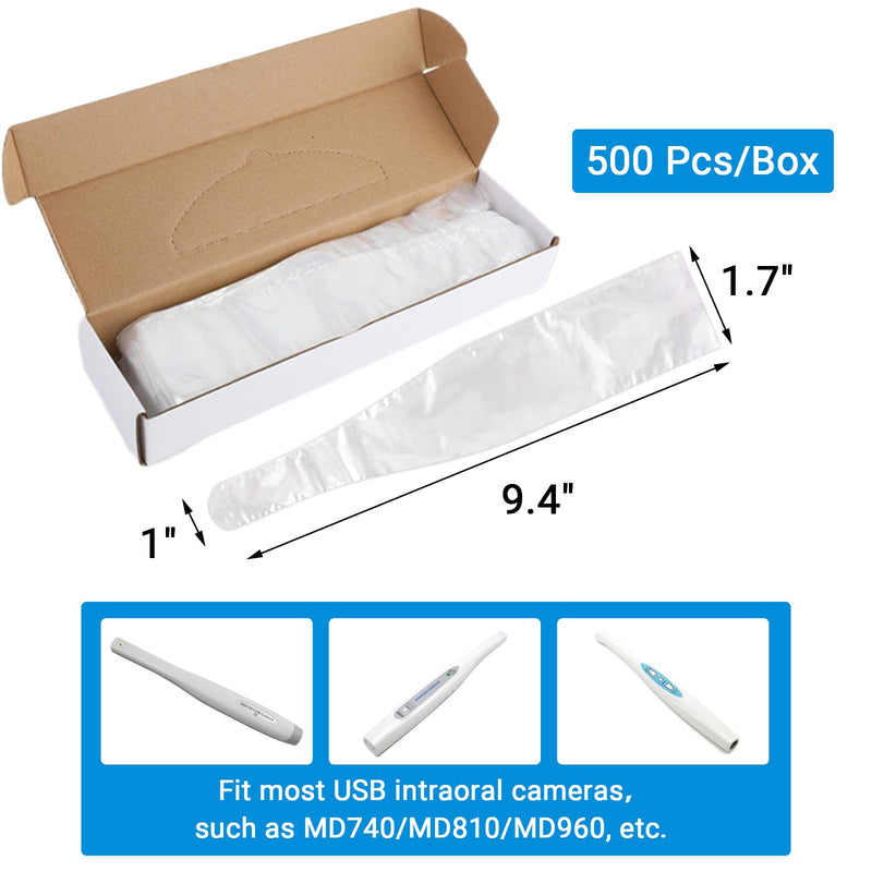 500 Pieces/Box Dental Intraoral Camera Cases - Disposable Dental Endoscope Barrier Cover, Suitable for MD740/MD810/MD960