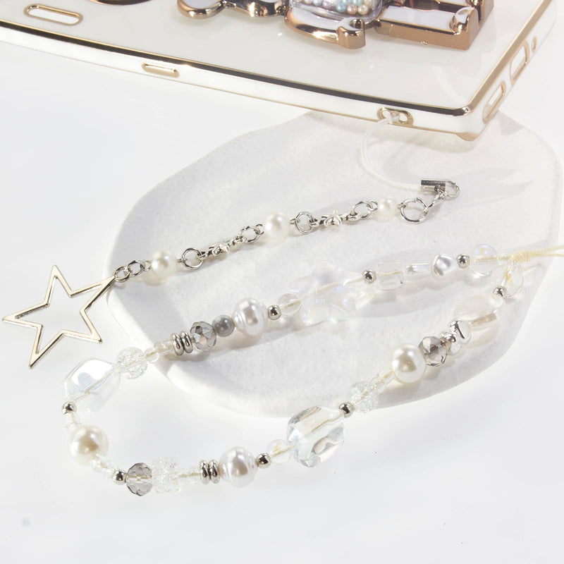 [Australia - AusPower] - Beaded Phone Charms,Pearl Bracelet Wrist Strap Lanyard,Cute Camera Charm Strap,Phone Decoration for Wallet AirPods Women Girl Style3 