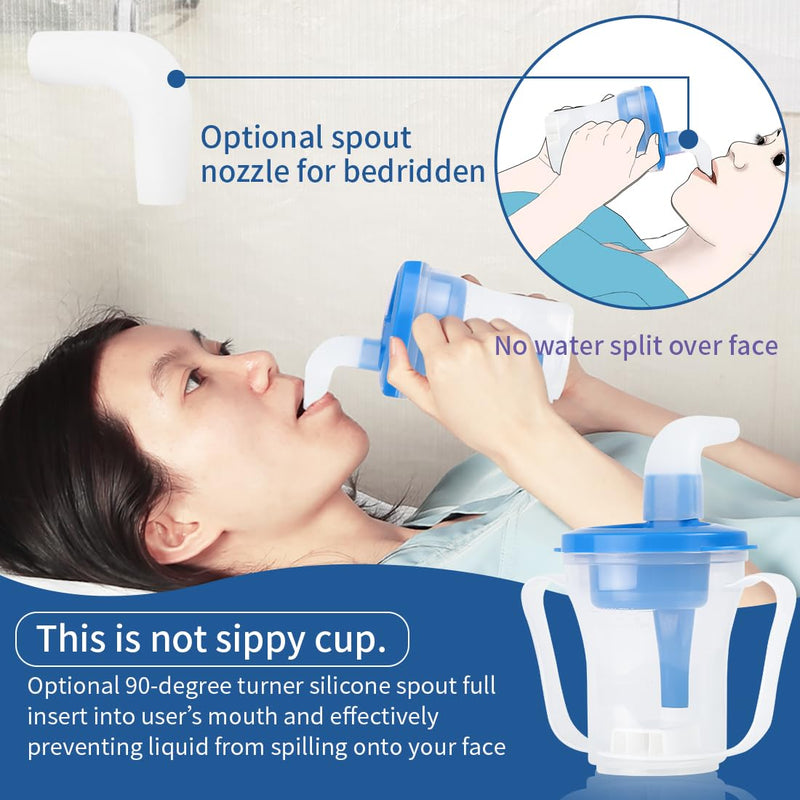 [Australia - AusPower] - Dysphagia Cups for Swallowing People, Provale Cup 5CC or 10CC of Liquid Each Time for Prevent Chocking (Blue-1 count) Blue Lid 