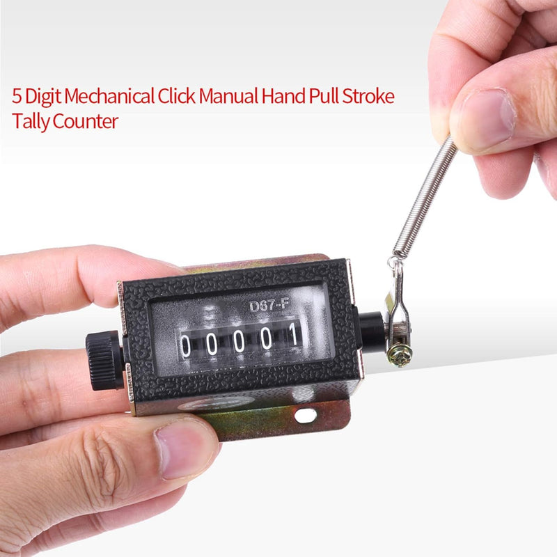 5 Digit Train Counter, D67-F Mechanical Resettable Manual Pull Stroke Tally Counter Accurately (0 to 9999)
