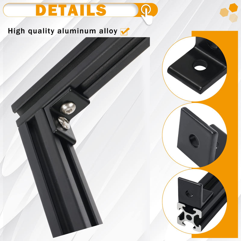 [Australia - AusPower] - KOOTANS 10Set 2020Series 2 Hole 90 Degree Inside Corner Bracket Kit, Black L Corner Bracket for 2020 Aluminum Extrusion Profile 6mm Slot with 20pcs M5 T Nuts, 20pcs M5 Hex Screw, 1pcs Wrench 10pcs 2020 with screws & nuts Black 