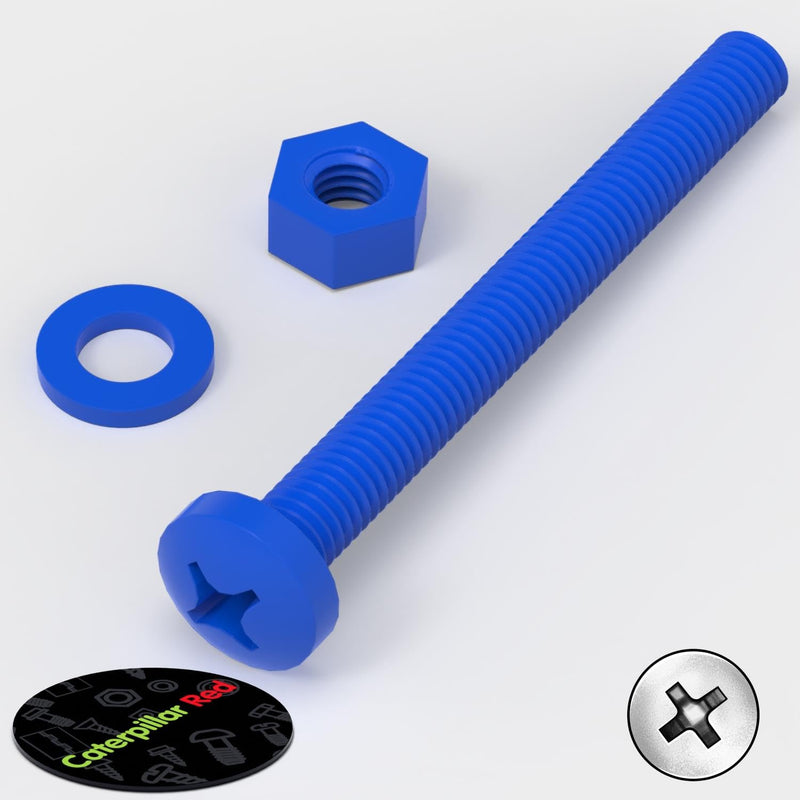 [Australia - AusPower] - 20 x Blue Pan Head Screws Polypropylene (PP) Plastic Nuts and Bolts, M6 x 60mm, Washers, (15/64 x 2 23/64 in) 