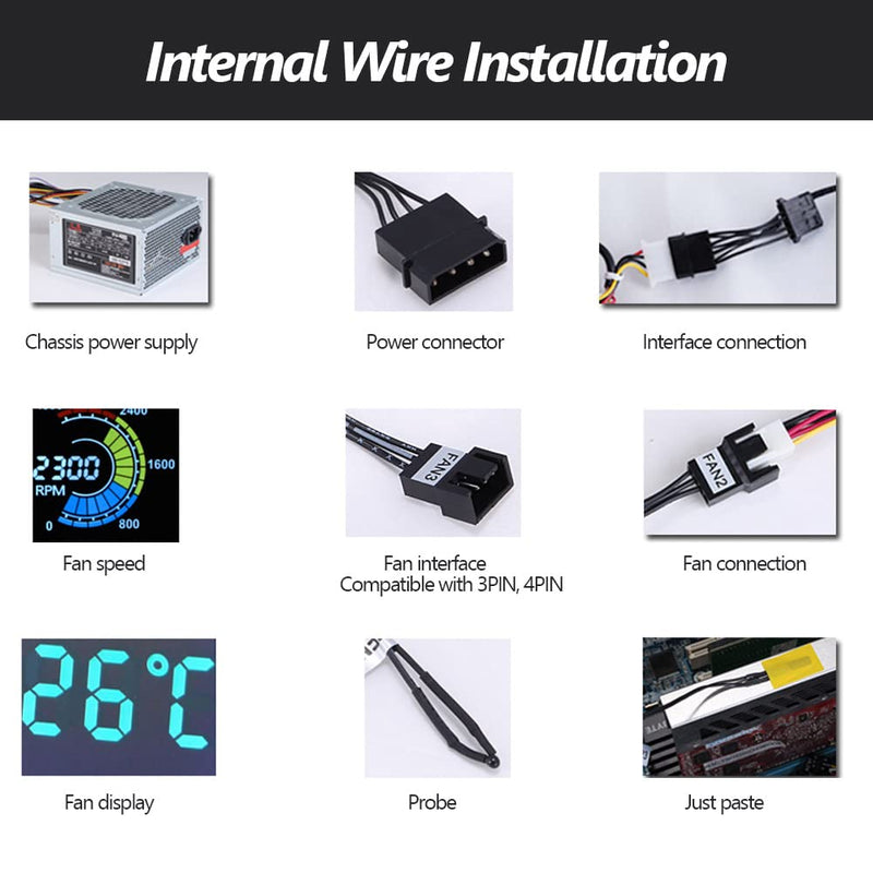 [Australia - AusPower] - Front LCD Panel for 5 Fans Speed Controller, CPU Temperature Sensor, Computer Cooling, Drive Bay, AUTO/Manual Mode Switch 