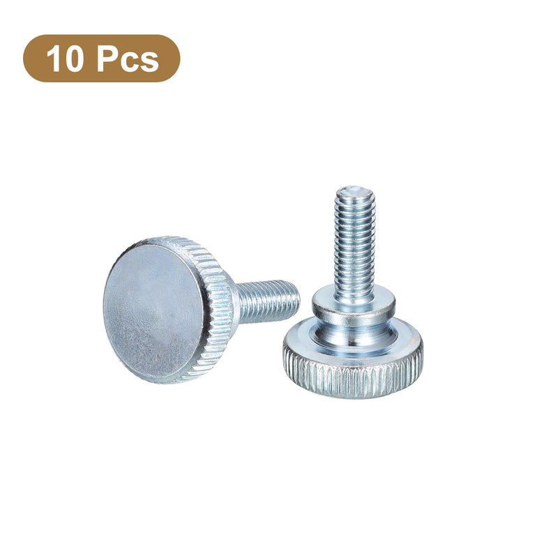 [Australia - AusPower] - uxcell M6x16mm Knurled Thumb Screws,10pcs Carbon Steel Zinc Plated Flat Knurled Head Fully Threaded Thumb Screws Bolts Fastener 10 