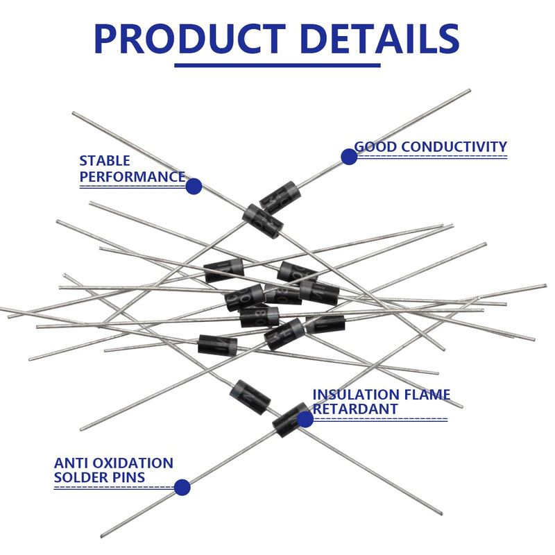 100pcs 1N4007 Rectifier Diodes Universal Silicon Rectifier, 1A, 1000V Silicon Rectifier Diodes