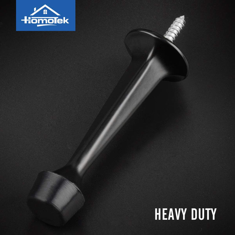 [Australia - AusPower] - HOMOTEK 8 Pack Heavy Duty Solid Rigid Door Stop with Soft Rubber Tip, Zinc Die Cast Door Stopper Protect Wall & Door, Black 