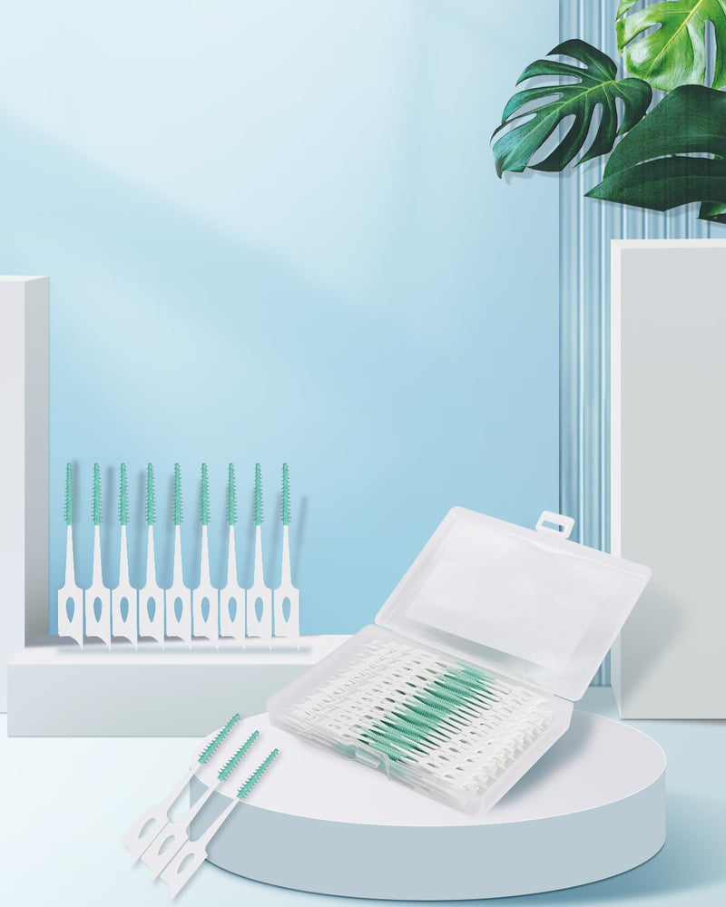 [Australia - AusPower] - 200 PCS Soft Dental Floss Picks, Dental Picks with case, Toothpicks Brush Between Teeth, Tooth Flossing Brush Disposable for Cleaning, Toothbrush Clean Tool, Green Color 200 Count (Pack of 1) 