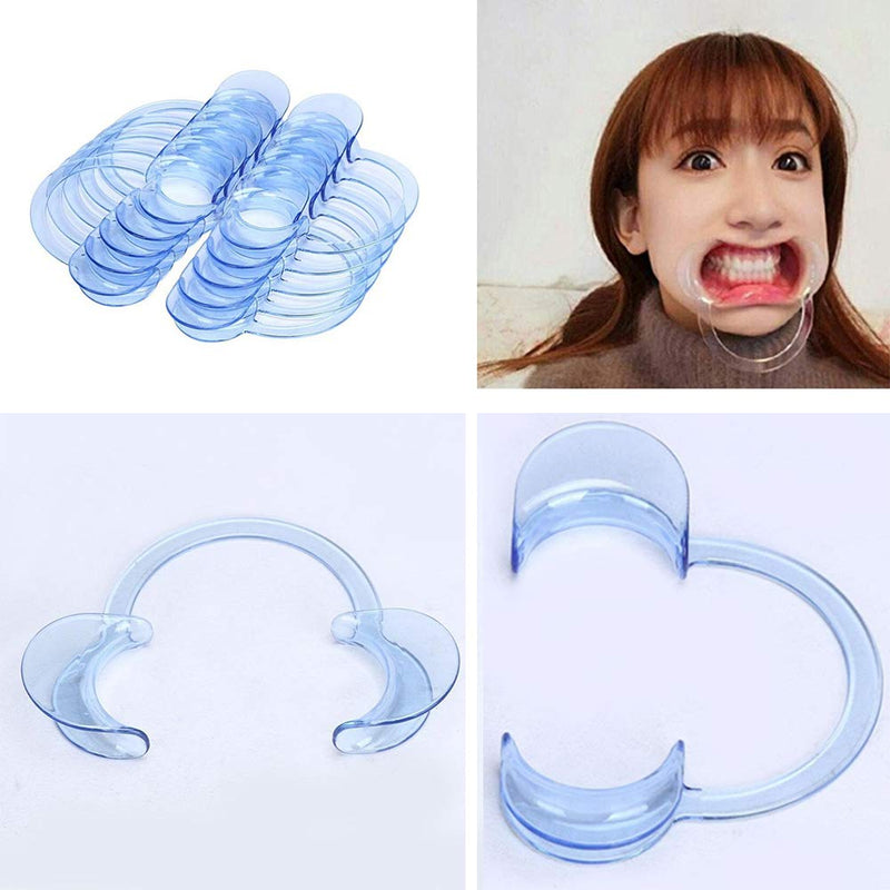 Lezed Cheek Holder Mouth Opener Mouth Angle Holder Intraoral Dental C Shape Blue Mouth Opener Tools for Mouth Opener Challenge Dental C-Shape Mouth Opener for Dental Care and Party Game Pack of 20 (Blue Large)