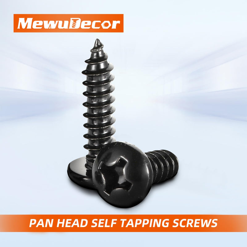 [Australia - AusPower] - #8 x 3/4" Pan Head Self Tapping Screws Sheet Metal Wood Screws, Black Oxide, 304 Stainless Steel 18-8, 100 PCS #8 x 3/4" 