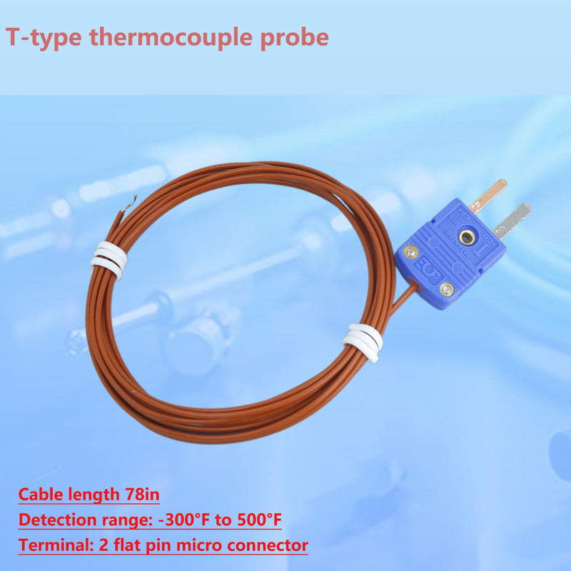 [Australia - AusPower] - T-Type thermocouple Probe -300°F-500°F Cable Length 78in Type T Thermocouple Probe 2 Packs 